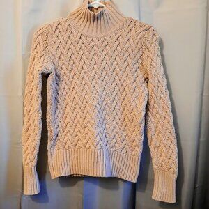 JEANE PIERRE mock neck Lattice knit Sweater Top XS Dusty Pink pullover Vintage